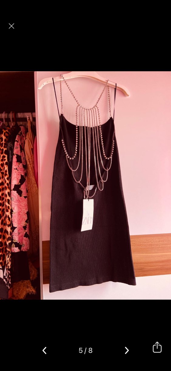 Zincir Detaylı Siyah Kadın elbise - Görsel 3