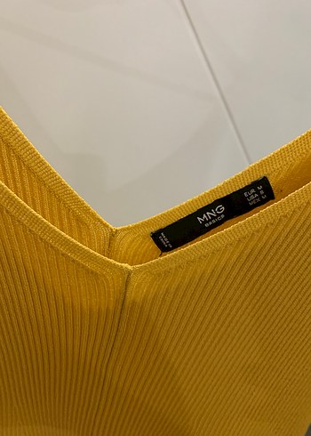 Sarı MNG Kadın Elastik Triko elbise