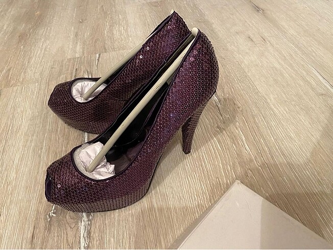 36 Beden nine west abiye pullu payetli topuklu ayakkabı