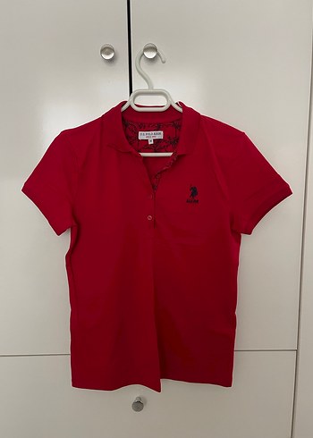 Kısa Kollu Kırmızı Polo Yaka Kadın Tişört - Görsel 2