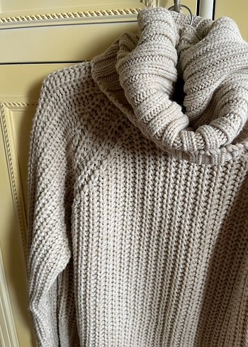 Bej Boğazlı Örgü Kadın Kazak - Görsel 2