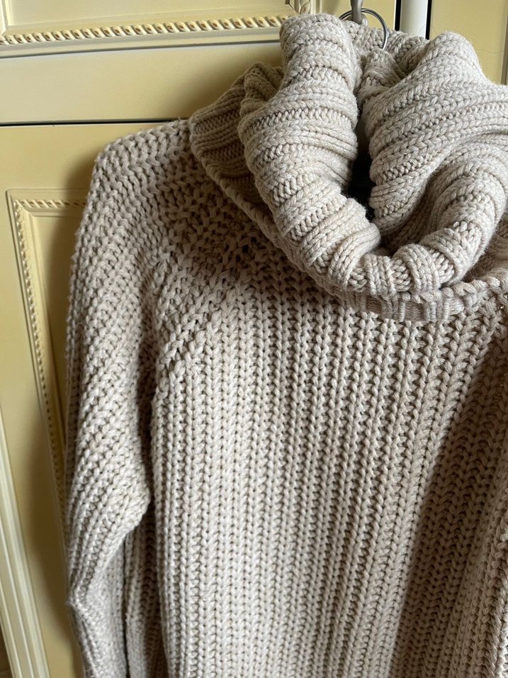 Bej Boğazlı Örgü Kadın Kazak - Görsel 2