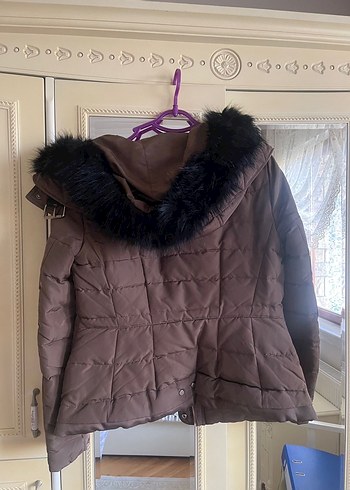 Kahverengi Kürklü Kadın Kış Montu - Görsel 4
