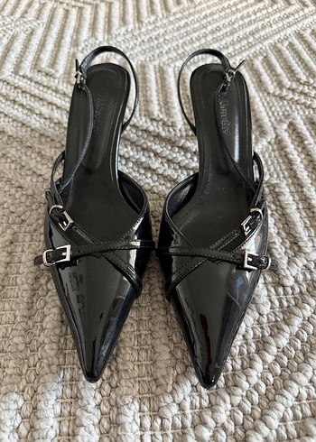 Klasik Siyah Yılan Desenli Stiletto - Görsel 2