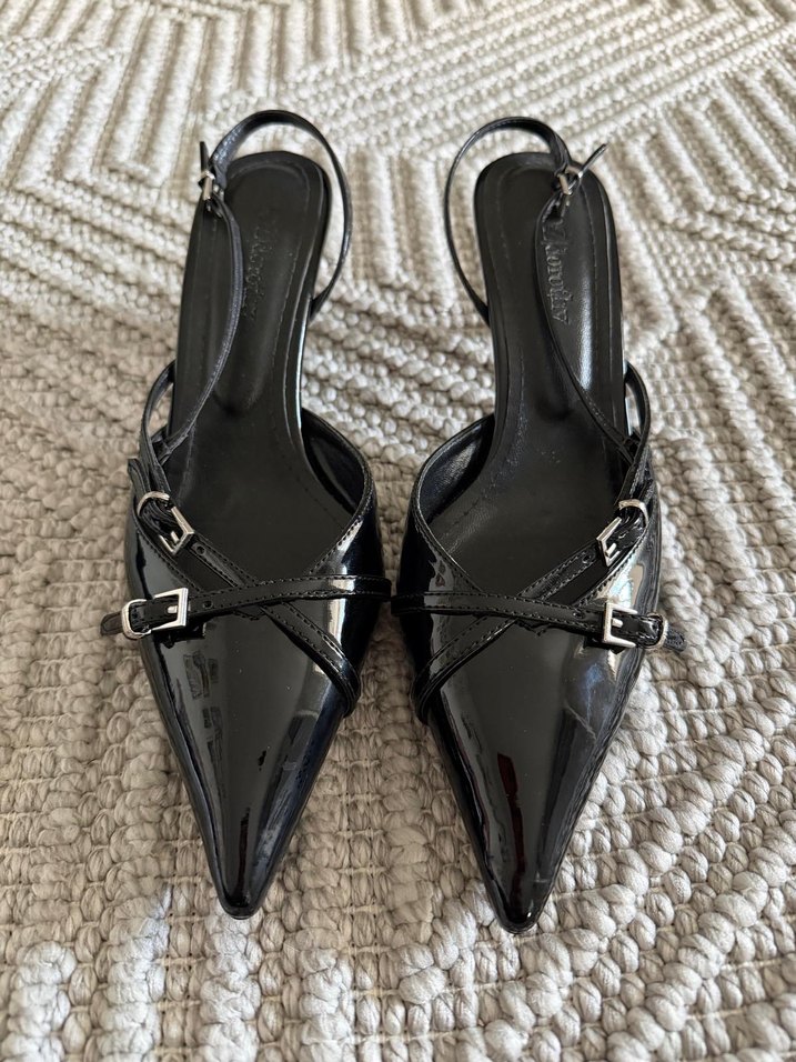 Klasik Siyah Yılan Desenli Stiletto - Görsel 2