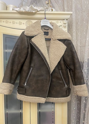 Kahverengi Kürklü Deri Kadın Ceket-Biker Mont - Görsel 5