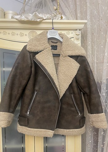 Kahverengi Kürklü Deri Kadın Ceket-Biker Mont - Görsel 6