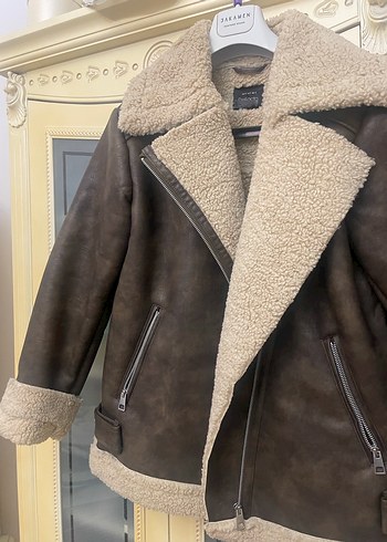Kahverengi Kürklü Deri Kadın Ceket-Biker Mont - Görsel 2