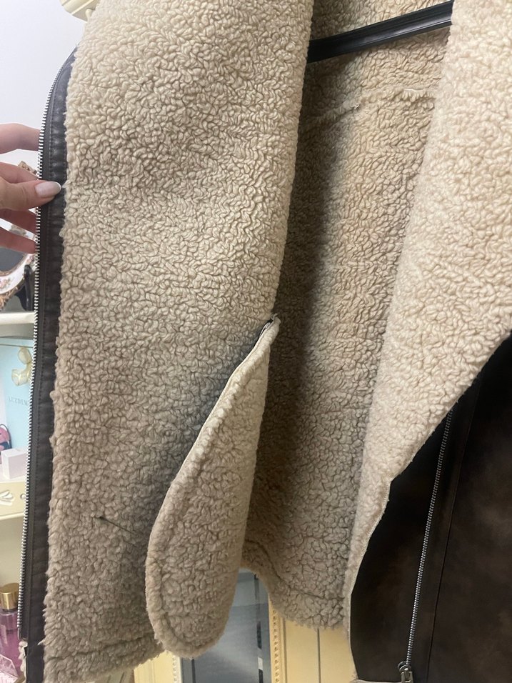 Kahverengi Kürklü Deri Kadın Ceket-Biker Mont - Görsel 4