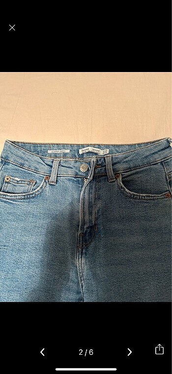 xs Beden mavi Renk Bershka straight cropped jean