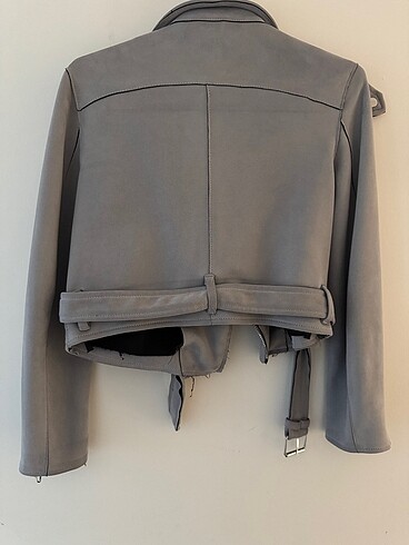 m Beden gri Renk Bershka süet biker ceket
