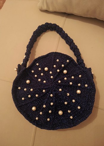 Boncuk Detaylı Siyah Örgü abiye Çanta - Görsel 15