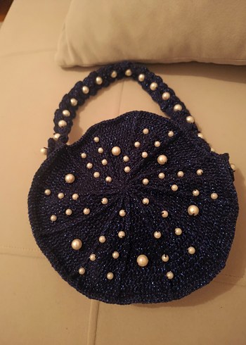 Boncuk Detaylı Siyah Örgü abiye Çanta - Görsel 13