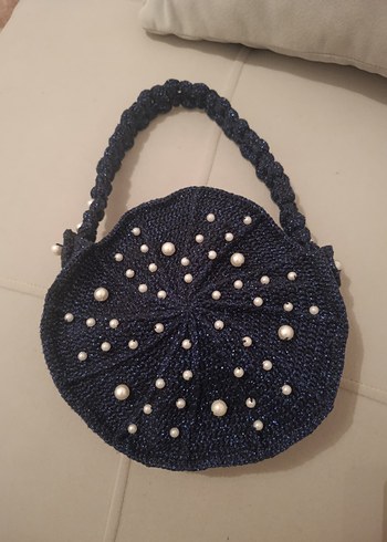 Boncuk Detaylı Siyah Örgü abiye Çanta - Görsel 16