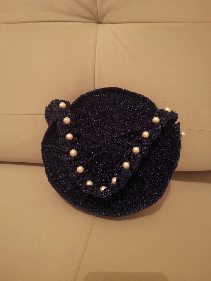 Boncuk Detaylı Siyah Örgü abiye Çanta - Görsel 2