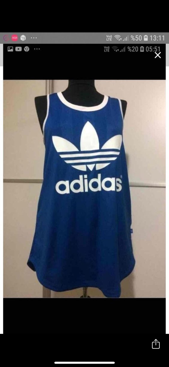 adidas Mavi Kadın Atlet Üst bir kes giyildi - Görsel 2