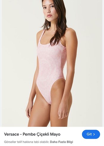 Versace Pembe Cicekli Tek Parca Mayo