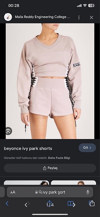 Beyonce ıvy park şort swit kumaş