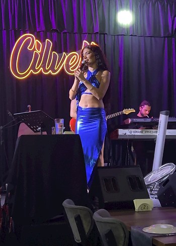 Mavi Drapeli Straplez Uzun Kadın Elbise - Görsel 2