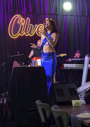 Mavi Drapeli Straplez Uzun Kadın Elbise - Görsel 7