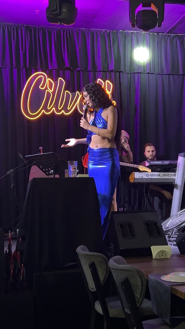 Mavi Drapeli Straplez Uzun Kadın Elbise - Görsel 4