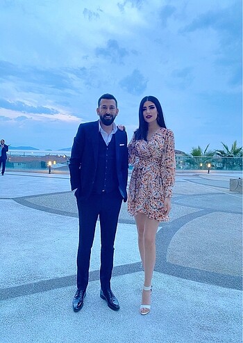s Beden Desenli kruvaze yaka elbise