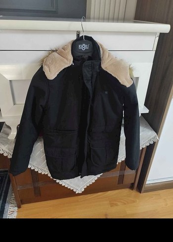 Erkek Çocuk Siyah Kürklü Street Wear Kaban - Görsel 2