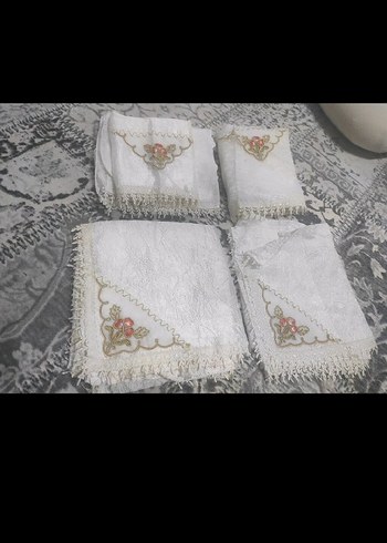 Nakışlı Beyaz Masa Örtüsü Seti - Görsel 3