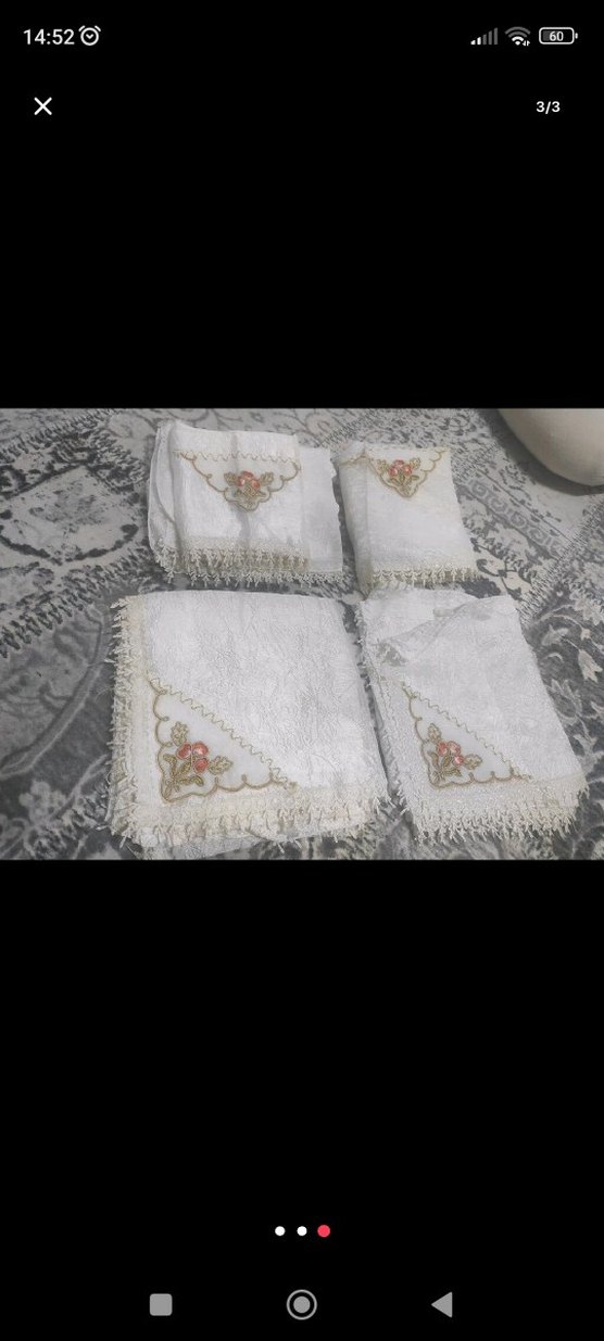 Nakışlı Beyaz Masa Örtüsü Seti - Görsel 3