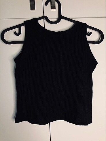 Siyah Fitilli Crop Bluz