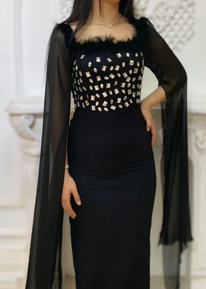 Siyah taşlı abiye  - Görsel 3