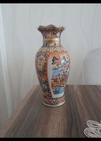 Bej Renkli Renkli Desenli Vazo - Görsel 2