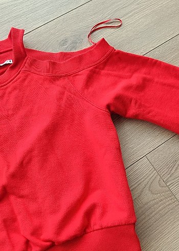 kadın s beden zara markaKırmızı Uzun Kollu Sweatshirt - Görsel 4
