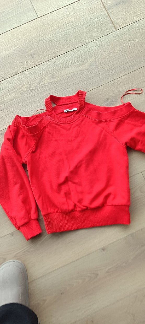 kadın s beden zara markaKırmızı Uzun Kollu Sweatshirt - Görsel 3