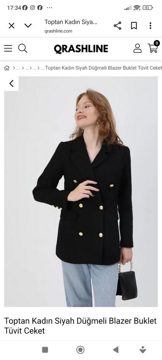 Düğmeli fume Midi Kadın Blazer Ceket sifir - Görsel 2