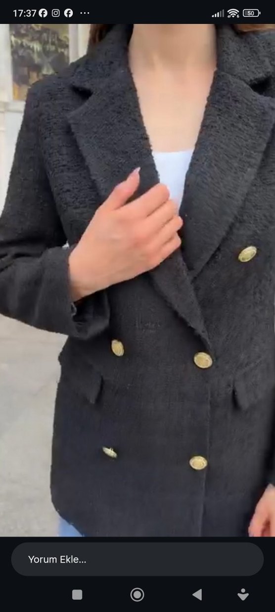 Düğmeli fume Midi Kadın Blazer Ceket sifir - Görsel 3