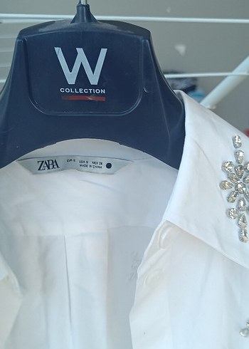 Zara  taş Nakışlı Beyaz Kadın Gömlek - Görsel 6