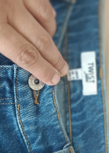 Twist Mavi Midi Boy Kadın Kot Pantolon - Görsel 5