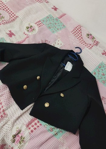 Düğmeli Siyah Kadın Blazer Ceket