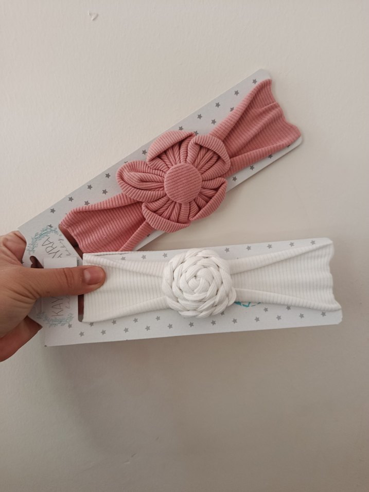 Beyaz Elastik Bohem Kız Çocuk Saç Bandı - Görsel 2