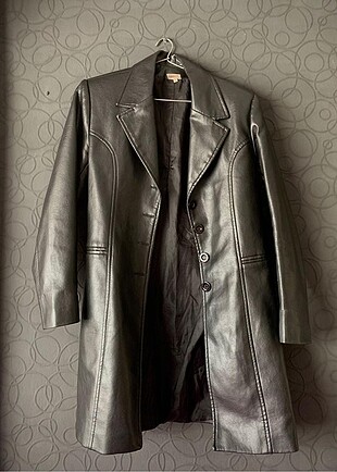 Vintage uzun deri ceket