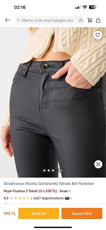 xs Beden siyah Renk Stradivarius mumlu pantolon