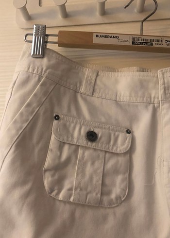 Beyaz Kemerli Mini Etek - Görsel 2