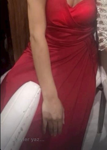 Abiye Kırmızı Uzun Drapeli Straplez Abiye Elbise