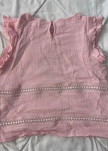 Pembe Keten Volanlı Bluz - Görsel 3