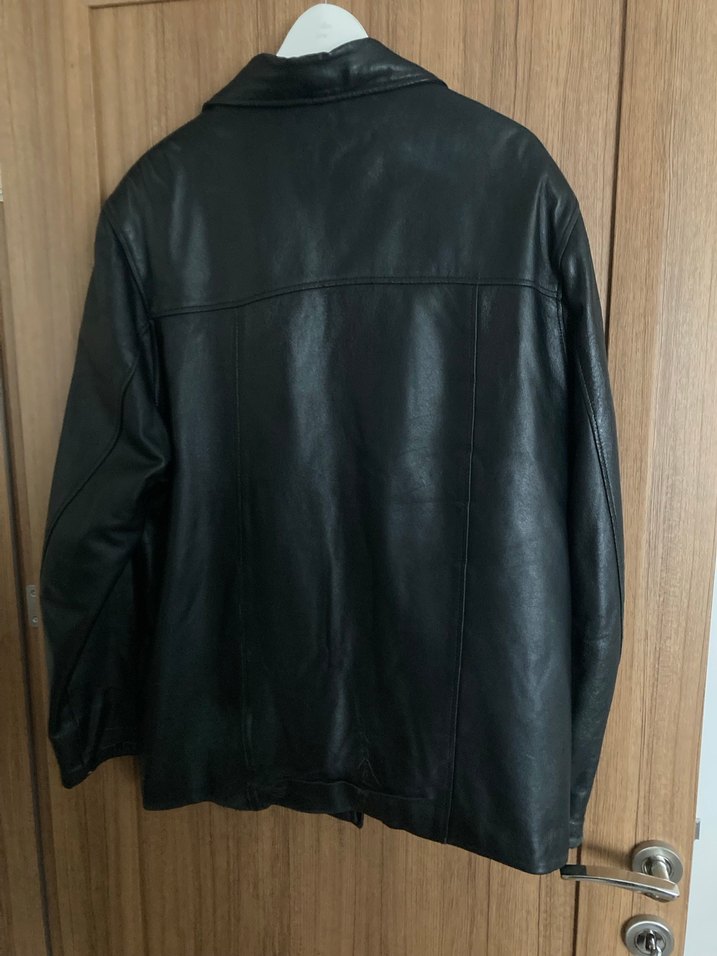 Düğmeli Siyah Deri Erkek Ceket - Görsel 2