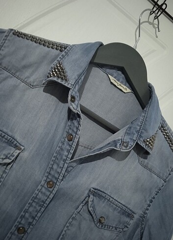 xs Beden mavi Renk Mavi jeans kadın gömlek