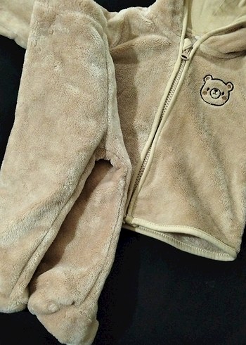 Bej Kürklü Erkek Bebek Polar Tulum - Görsel 3