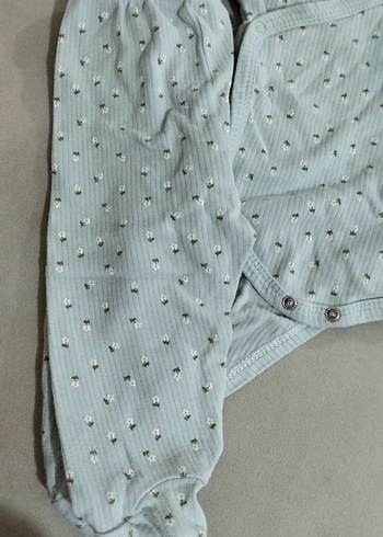 yeşil Pamuklu Bebek V Yaka Uzun Kollu Body - Görsel 4