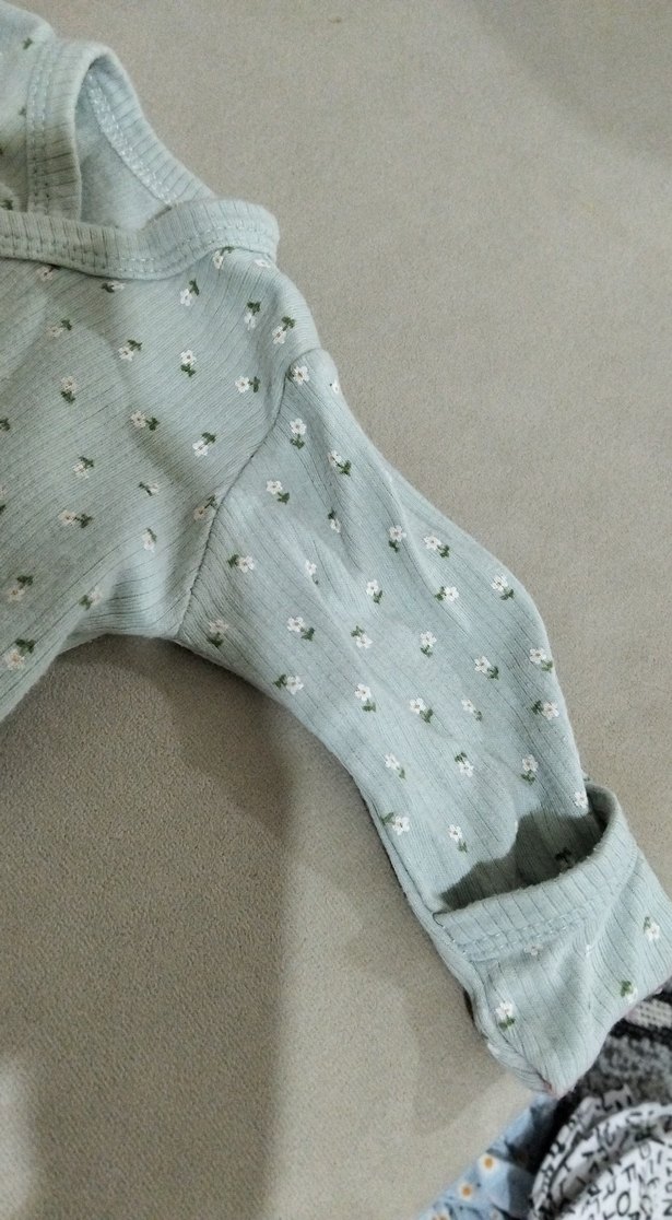 yeşil Pamuklu Bebek V Yaka Uzun Kollu Body - Görsel 2